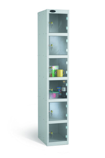 Probe Six Compartment Clear Door Single Nest Locker - 1780 x 305 x 305mm