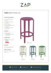 ZAP Product Sheet Tom Collection Bar Stool 65