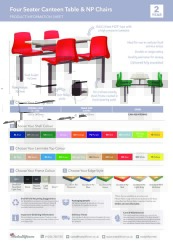 Metalliform Four Seater Canteen Table Information Sheet