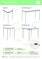Whiteboard Top Tables Product Information Sheet