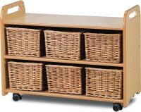 Millhouse Mobile Shelf Unit With Display/mirror Back And 6 Baskets