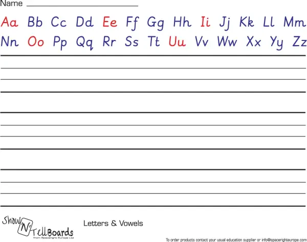 Spaceright Rigid A4 Show N Tell Lapboards Letters/Vowels 35 Pack