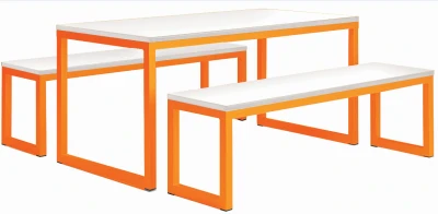 Metalliform Standard Dining Table & Benches - (w) 1600mm x (d) 800mm x (h) 760mm