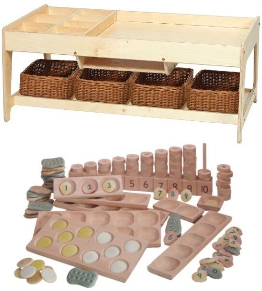 Millhouse Investigative Play Table & 4 Baskets Plus Indoor Maths Kit